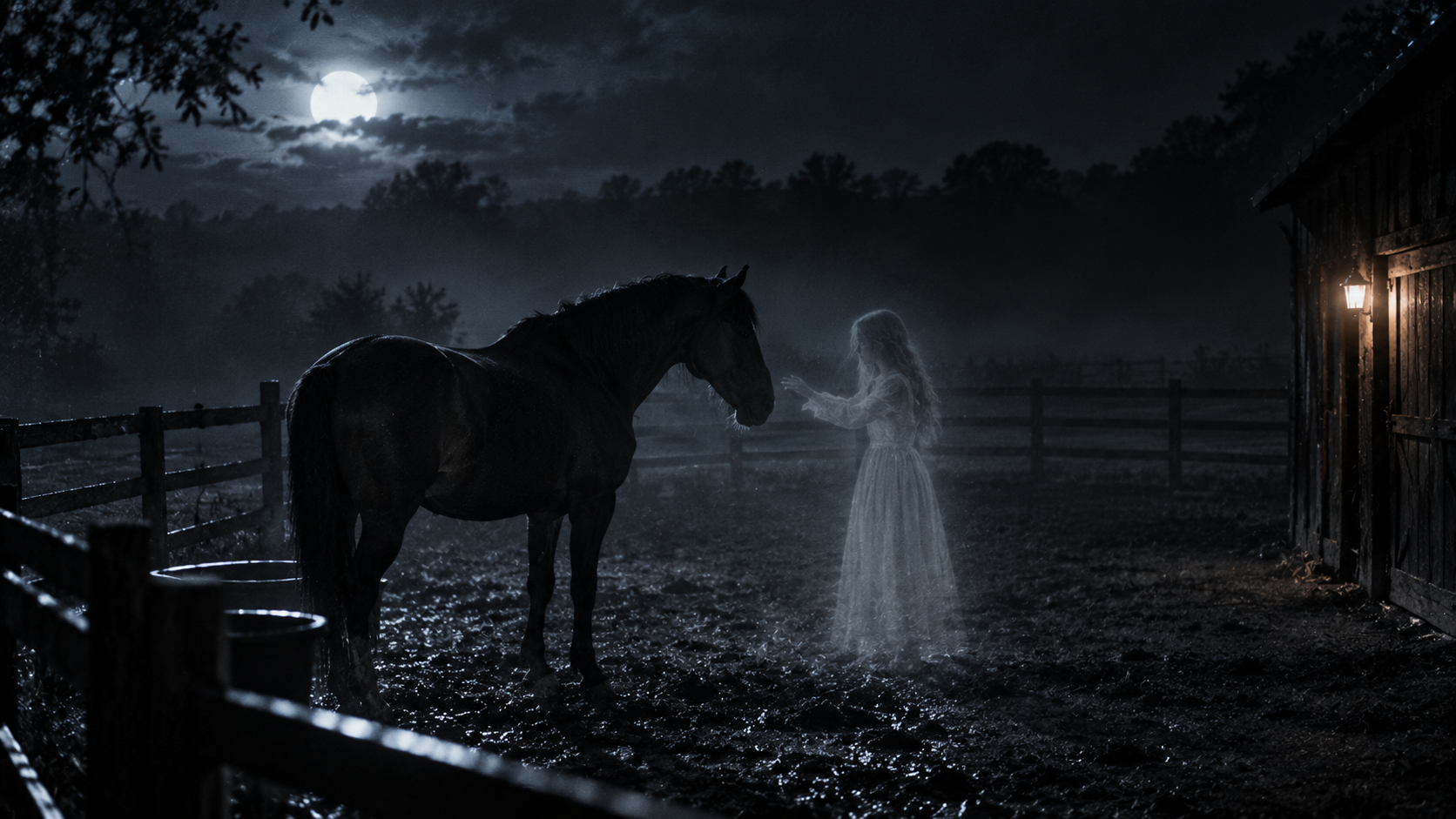 Petite fille fantomatique cheval